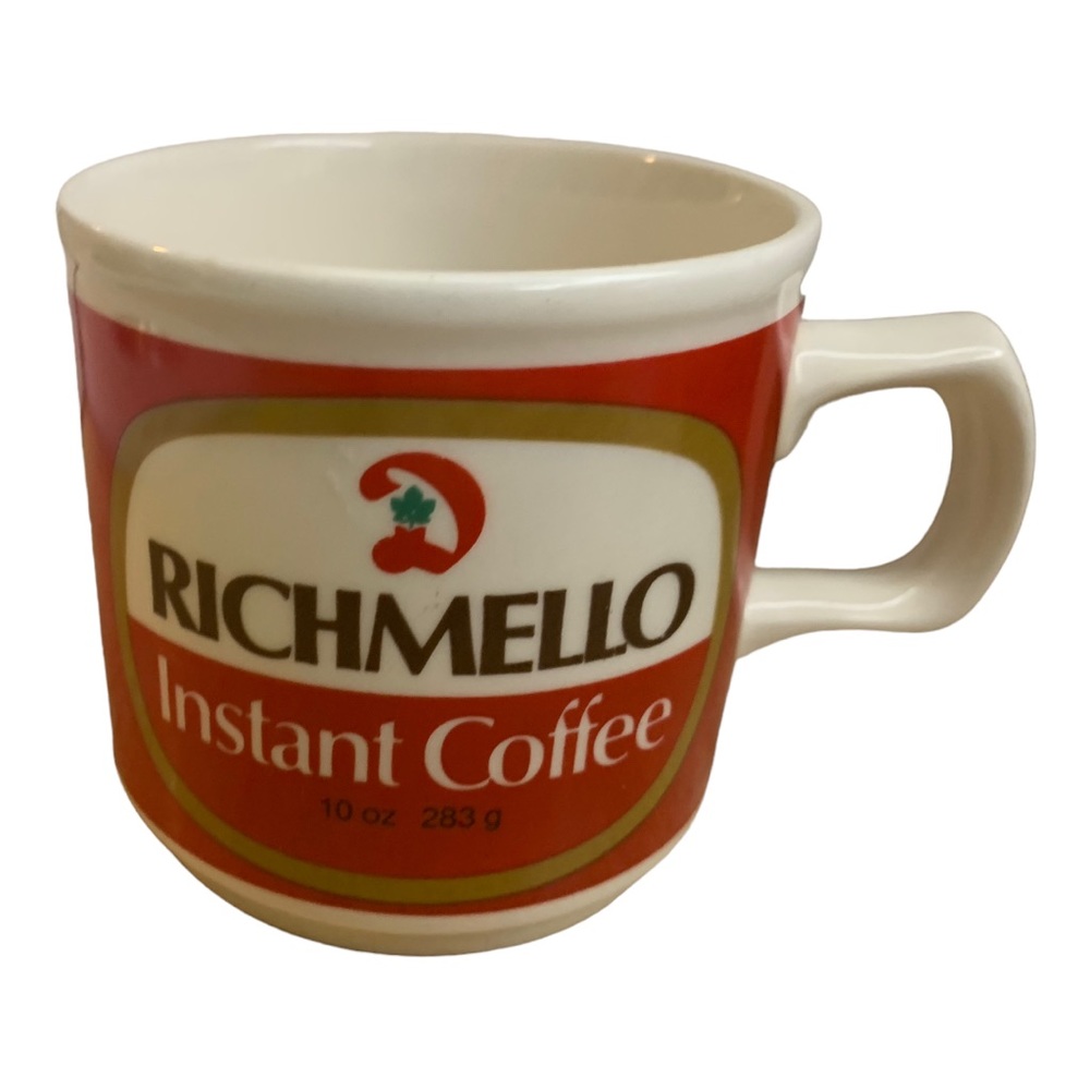 VTG 70s Irish Richmello Coffee Advertising Logo Ireland Ceramic Coffee Cup Mug